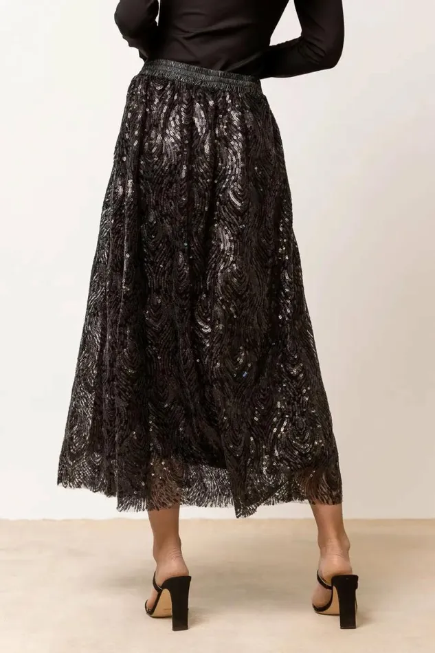 Faye Sequin Skirt In Black Black Women Bohme Skirts