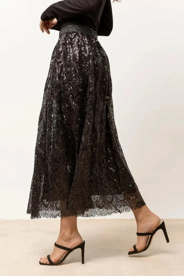 Faye Sequin Skirt In Black Black Women Bohme Skirts