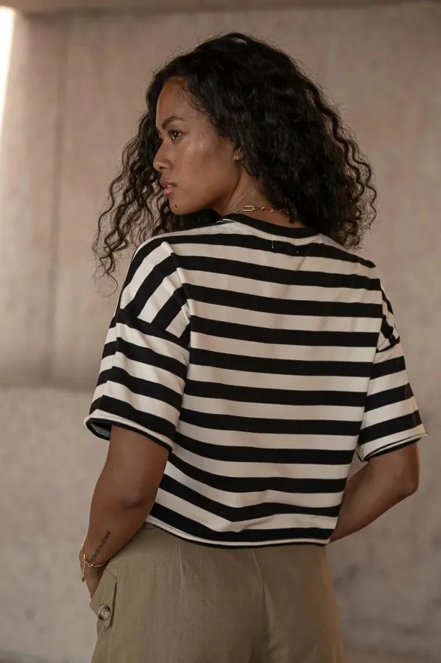 Felix Striped Top In Black Black Women Bohme Tees and Tanks