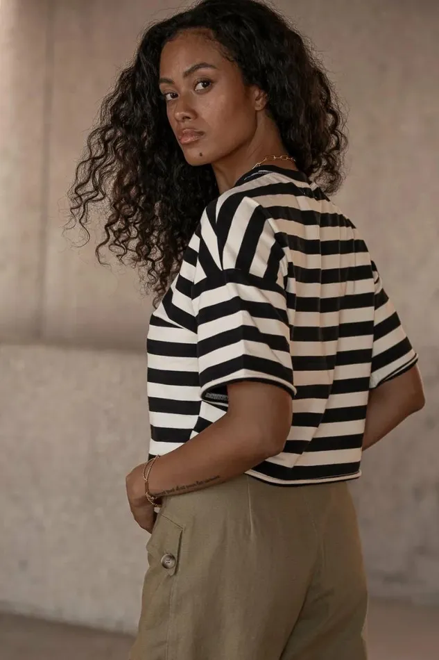 Felix Striped Top In Black Black Women Bohme Tees and Tanks