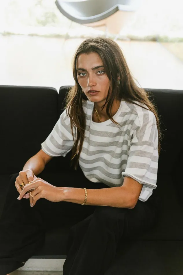 Felix Striped Top In Grey Grey Women Bohme Tees and Tanks