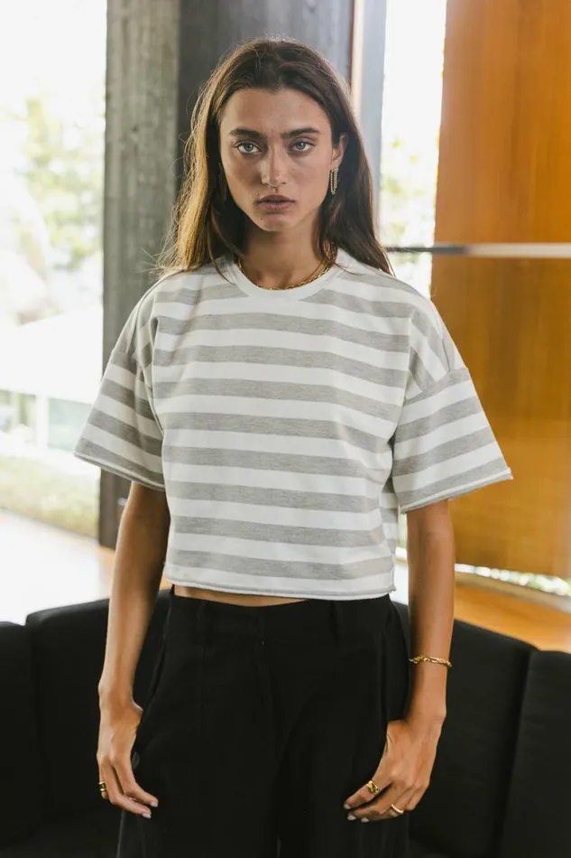 Felix Striped Top In Grey Grey Women Bohme Tees and Tanks