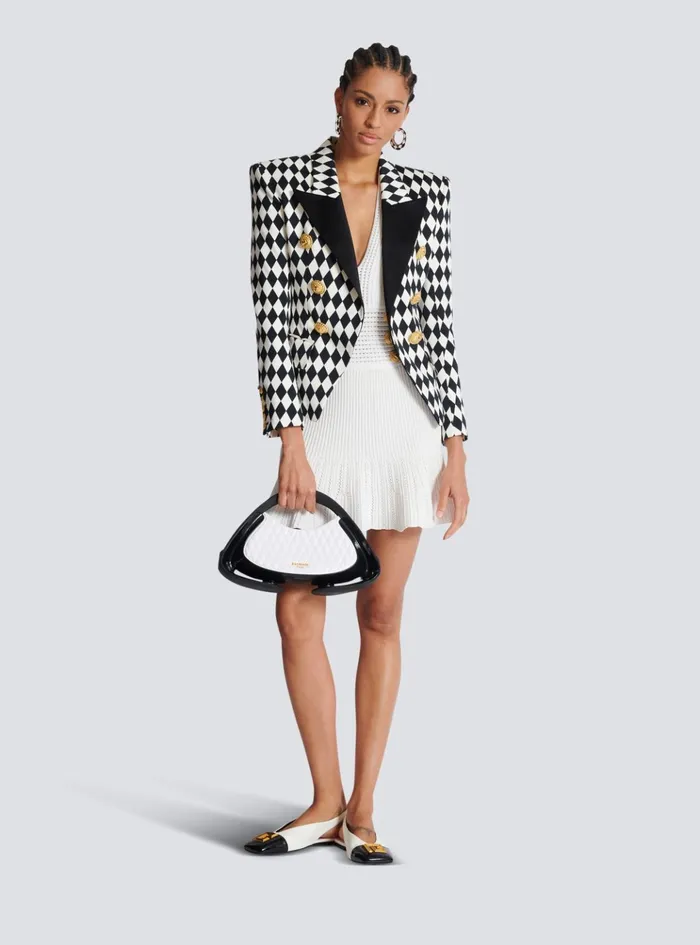 Flared Knit Dress White Women Balmain Dresses