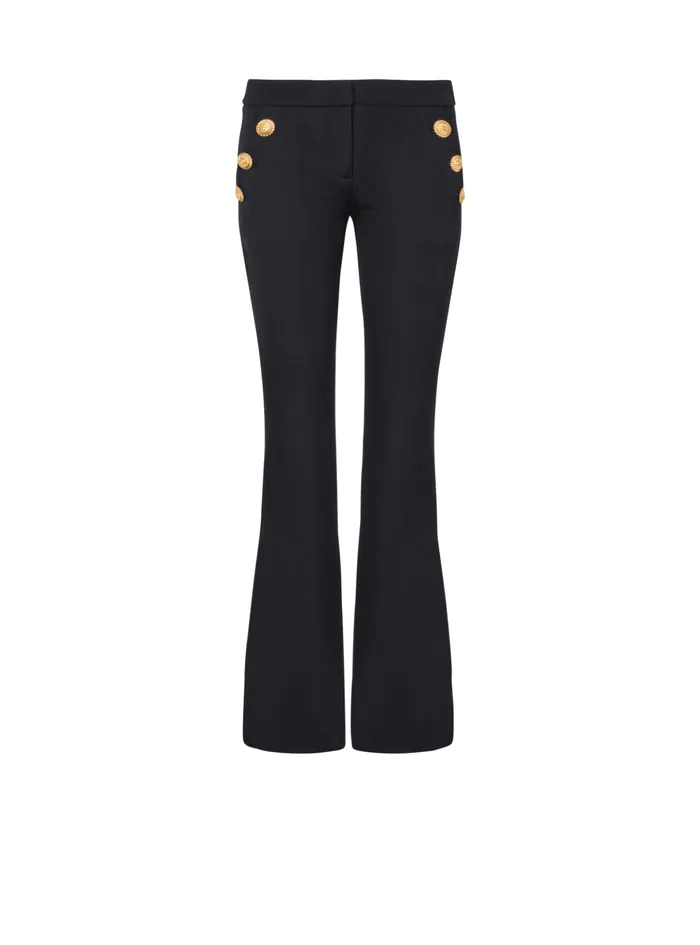 Flared Trousers With Buttons Black Women Balmain Trousers And Shorts