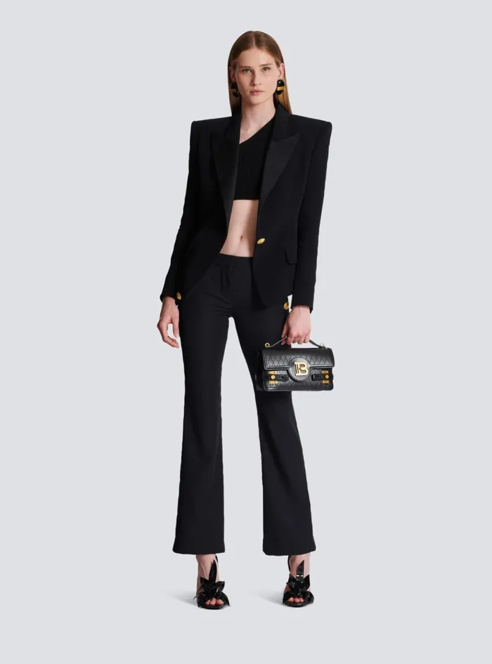Flared Trousers With Buttons Black Women Balmain Trousers And Shorts