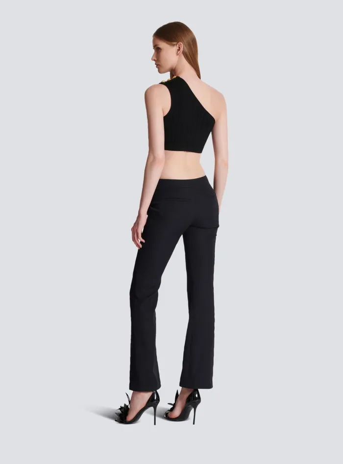 Flared Trousers With Buttons Black Women Balmain Trousers And Shorts