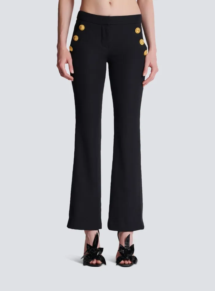 Flared Trousers With Buttons Black Women Balmain Trousers And Shorts
