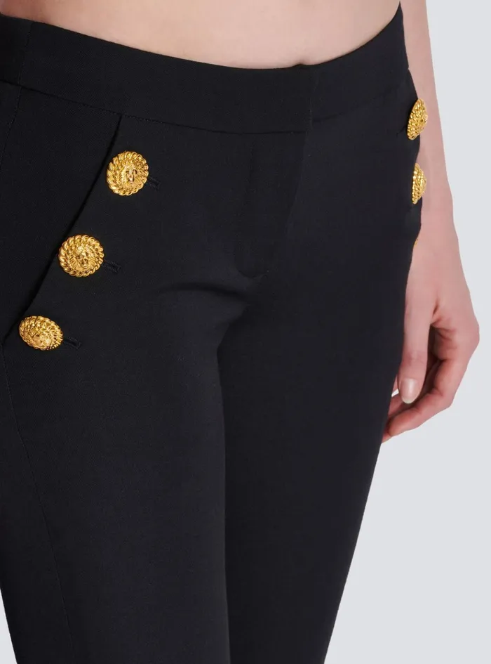 Flared Trousers With Buttons Black Women Balmain Trousers And Shorts