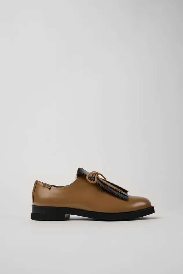 Flat Shoes Women Camper Twins Brown Leather Shoe Flat Shoes Women Camper Twins Brown Leather Shoe