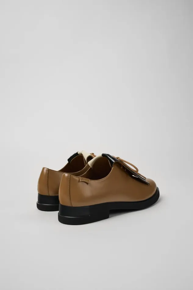 Flat Shoes Women Camper Twins Brown Leather Shoe Flat Shoes Women Camper Twins Brown Leather Shoe