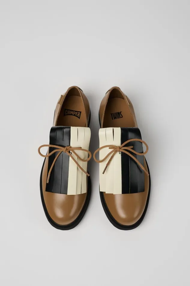 Flat Shoes Women Camper Twins Brown Leather Shoe Flat Shoes Women Camper Twins Brown Leather Shoe