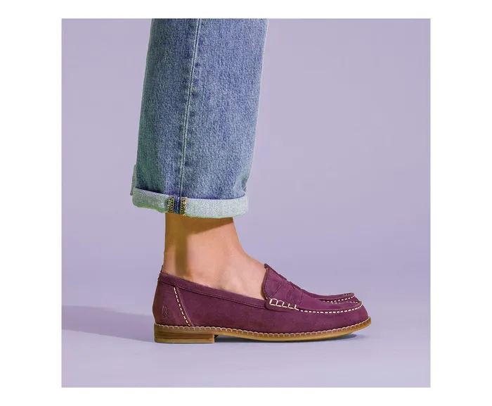 Flats and SlipOns Hush Puppies Women Wren Loafer Violet Suede