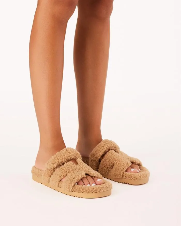 Flats Billini Sandals and Slides MIRIAM CAMEL TEDDY