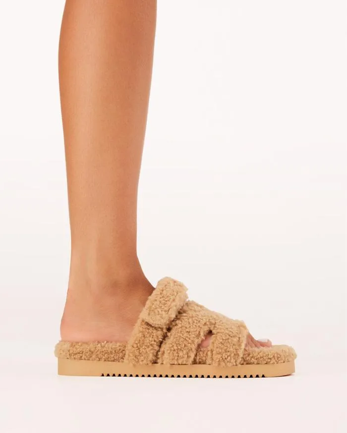 Flats Billini Sandals and Slides MIRIAM CAMEL TEDDY