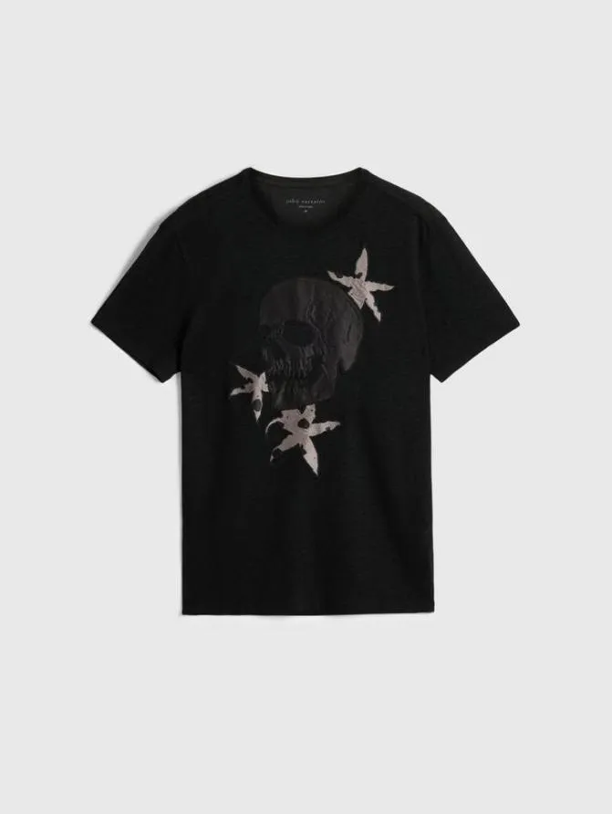 FLORAL SKULL TEE Black Clothing John Varvatos TShirts