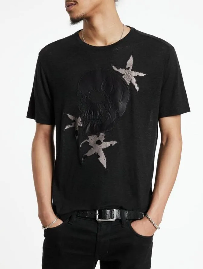 FLORAL SKULL TEE Black Clothing John Varvatos TShirts