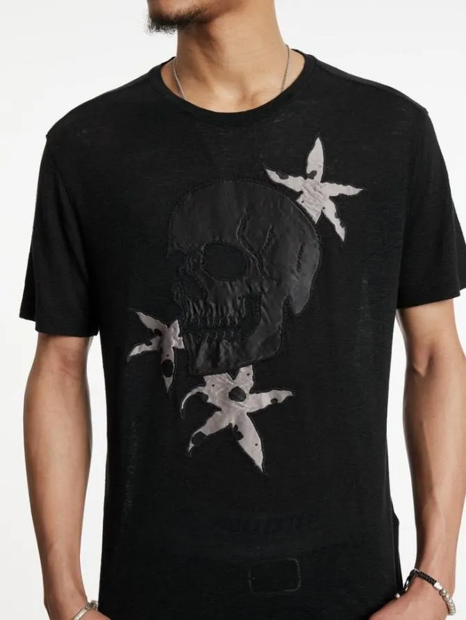 FLORAL SKULL TEE Black Clothing John Varvatos TShirts