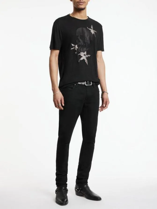 FLORAL SKULL TEE Black Clothing John Varvatos TShirts