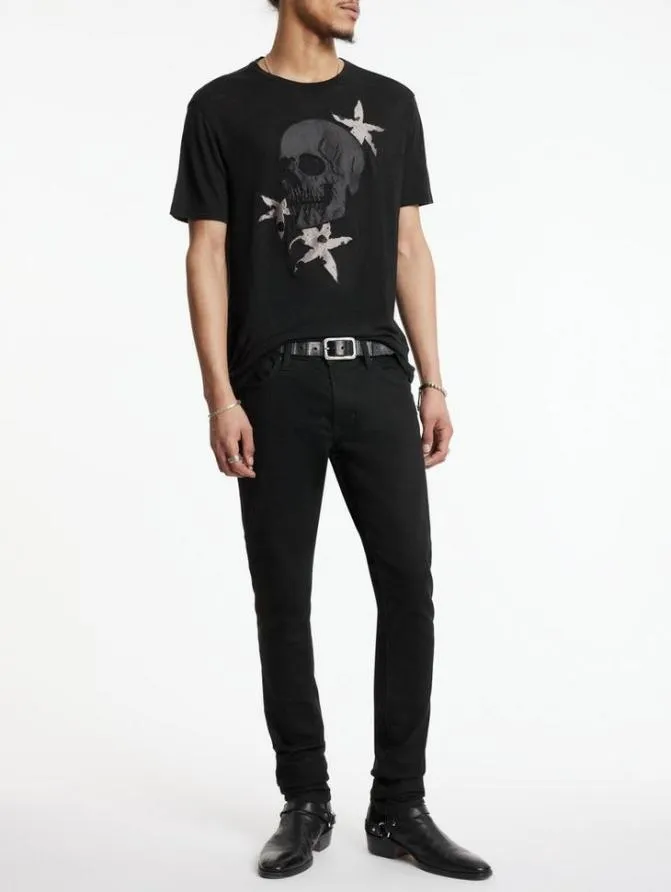 FLORAL SKULL TEE Black Clothing John Varvatos TShirts