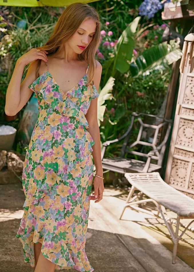 Florescence Maxi Dress Yellowpurplefloral Women Lost Wander Dresses