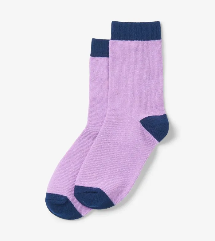 Footwear Girls Hatley Lilac and Navy Crew Socks