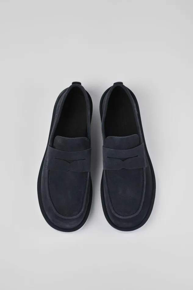 Formal Shoes Men Camper Wagon Blue Nubuck Moccasin Formal Shoes Men Camper Wagon Blue Nubuck Moccasin