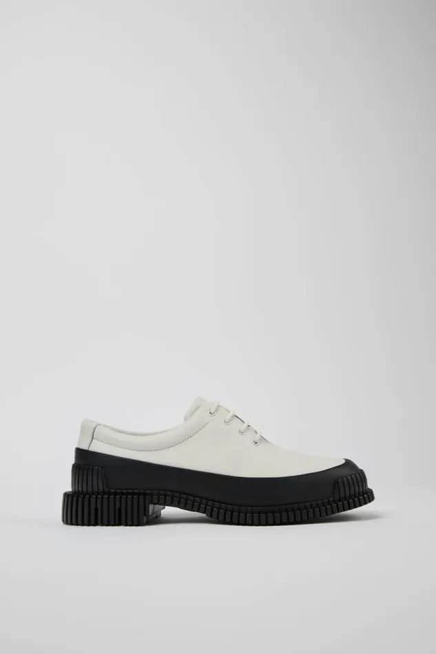 Formal Shoes Women Camper Pix White And Black Leather Laceup Shoes Formal Shoes Women Camper Pix White And Black Leather Laceup Shoes