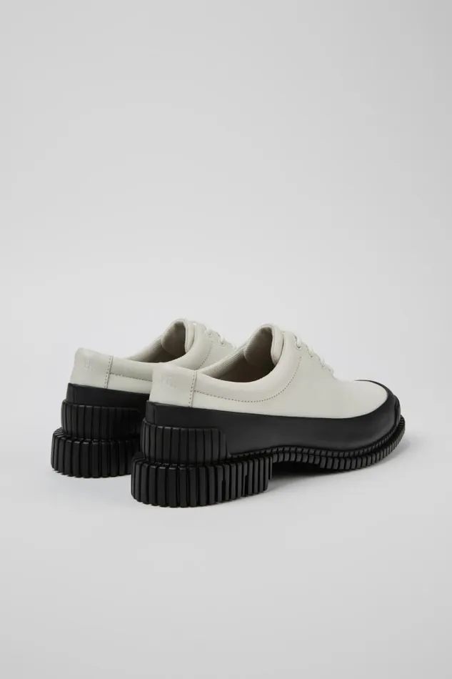 Formal Shoes Women Camper Pix White And Black Leather Laceup Shoes Formal Shoes Women Camper Pix White And Black Leather Laceup Shoes