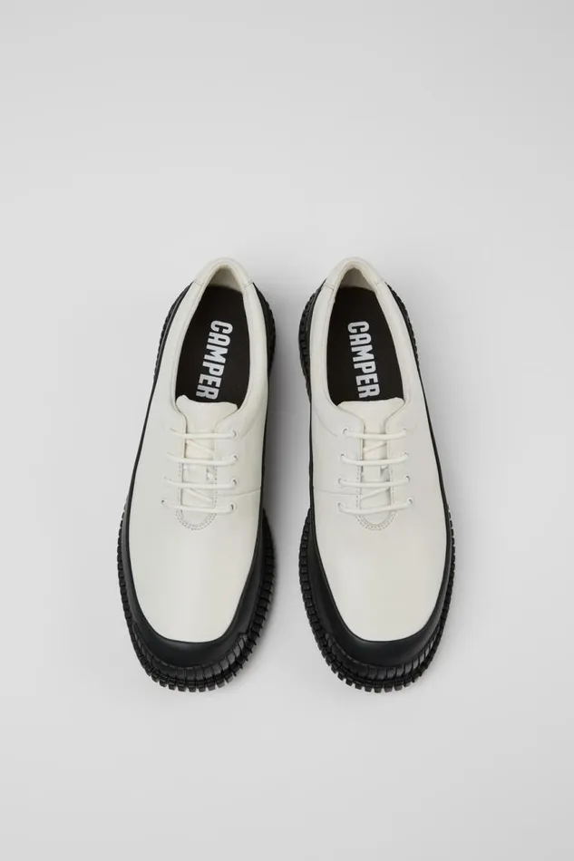Formal Shoes Women Camper Pix White And Black Leather Laceup Shoes Formal Shoes Women Camper Pix White And Black Leather Laceup Shoes