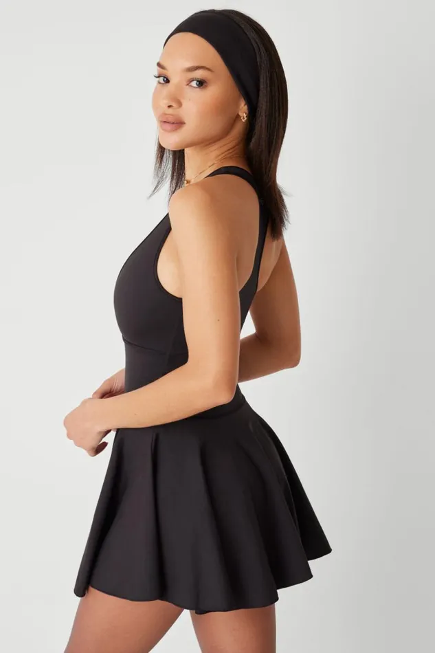 Frankies Bikinis Active Women Pirouette Racerback Dress Black