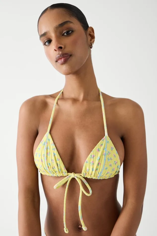 Frankies Bikinis Bikinis Women Coastal Micro Triangle Bikini Top Pocketful Of Posies
