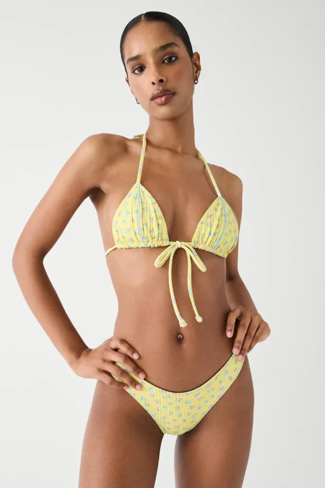 Frankies Bikinis Bikinis Women Coastal Micro Triangle Bikini Top Pocketful Of Posies