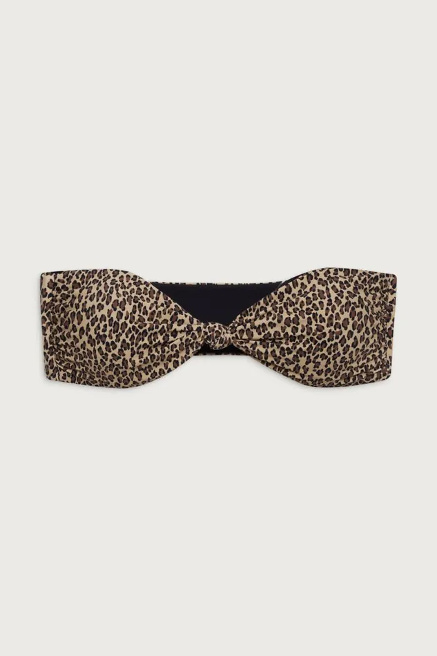 Frankies Bikinis Bikinis Women Crescent Bandeau Bikini Top Baby Leopard