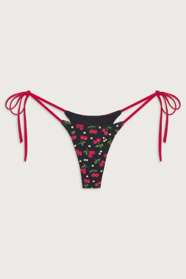 Frankies Bikinis Bikinis Women Divine Tie Side Skimpy Bikini Bottom Cherry Hearts