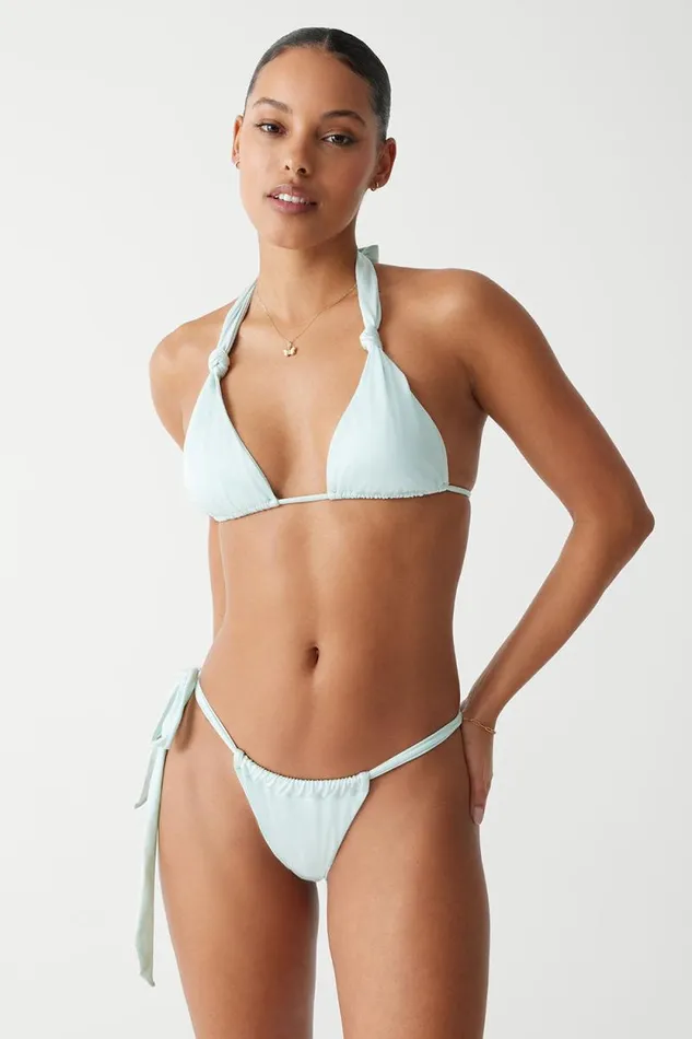 Frankies Bikinis Bikinis Women Kealy Shine Cheeky Bikini Bottom Pistachio