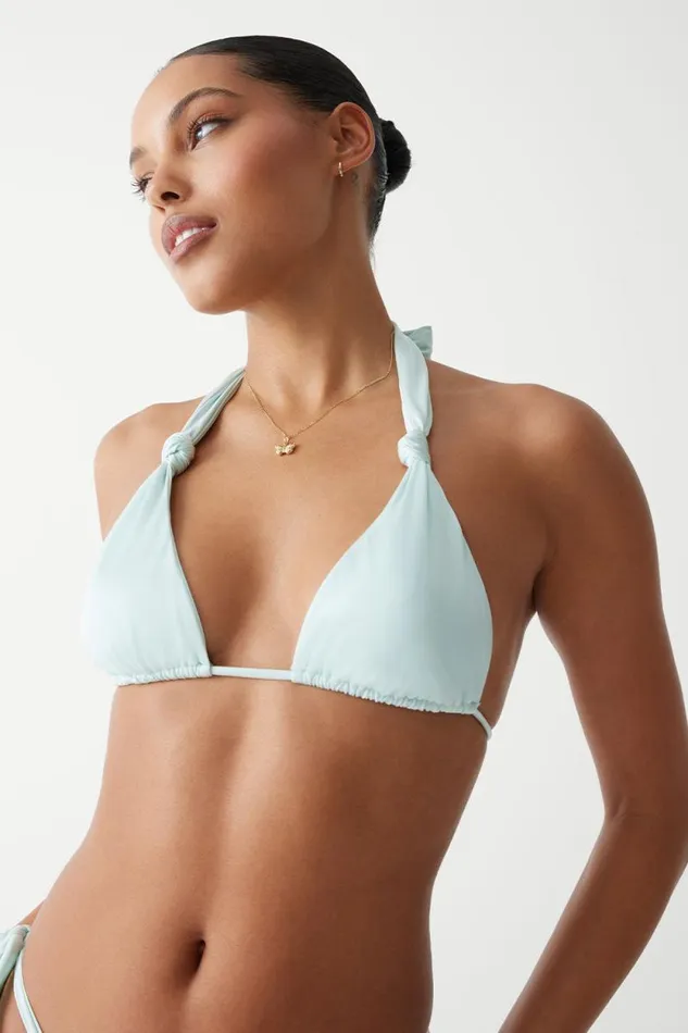 Frankies Bikinis Bikinis Women Kealy Shine Halter Bikini Top Pistachio