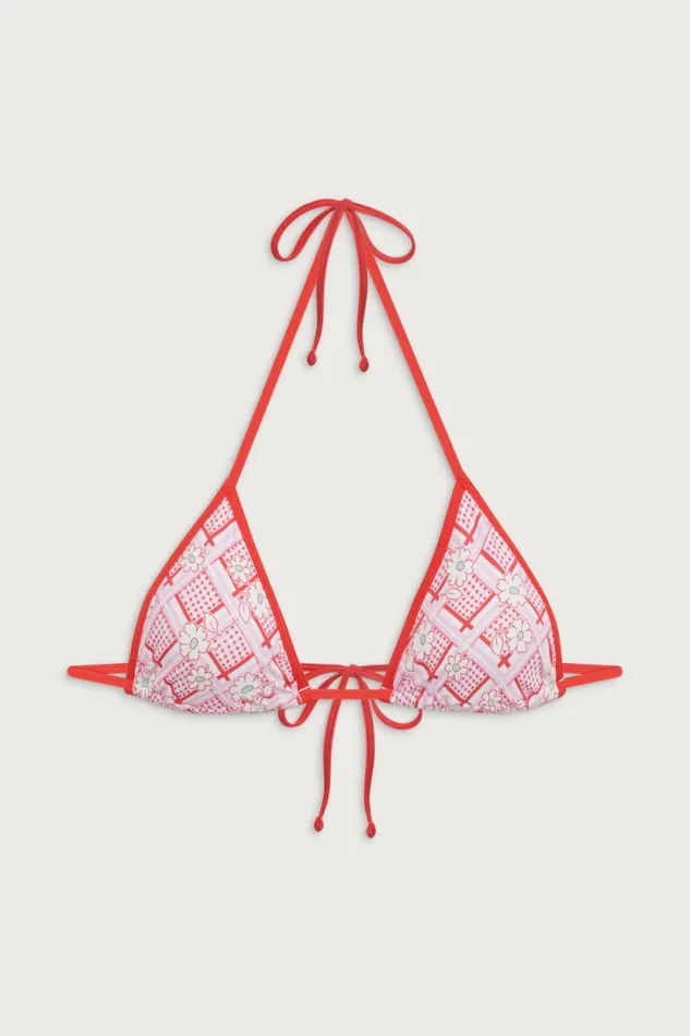 Frankies Bikinis Bikinis Women Nick Triangle Floral Bikini Top Red Rover