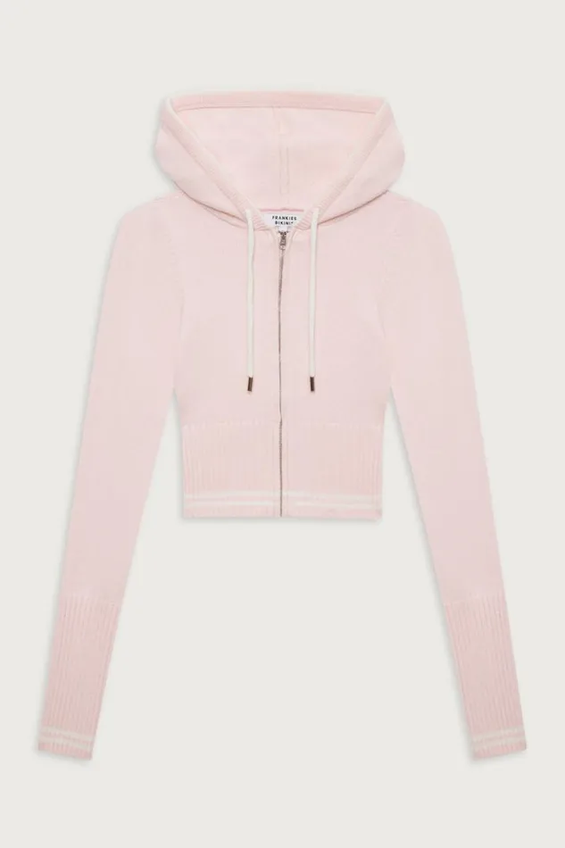 Frankies Bikinis Cloud Knits Women Aimee Cloud Knit Zip Up Hoodie Rosebud Pink