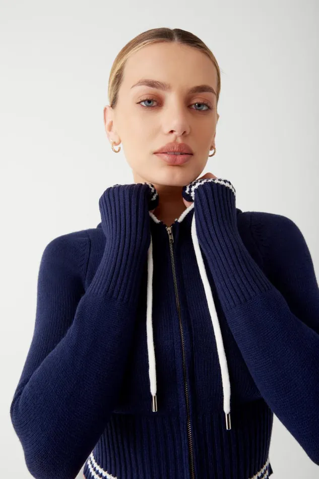 Frankies Bikinis Cloud Knits Women Aimee Cloud Knit Zip Up Hoodie Starlight