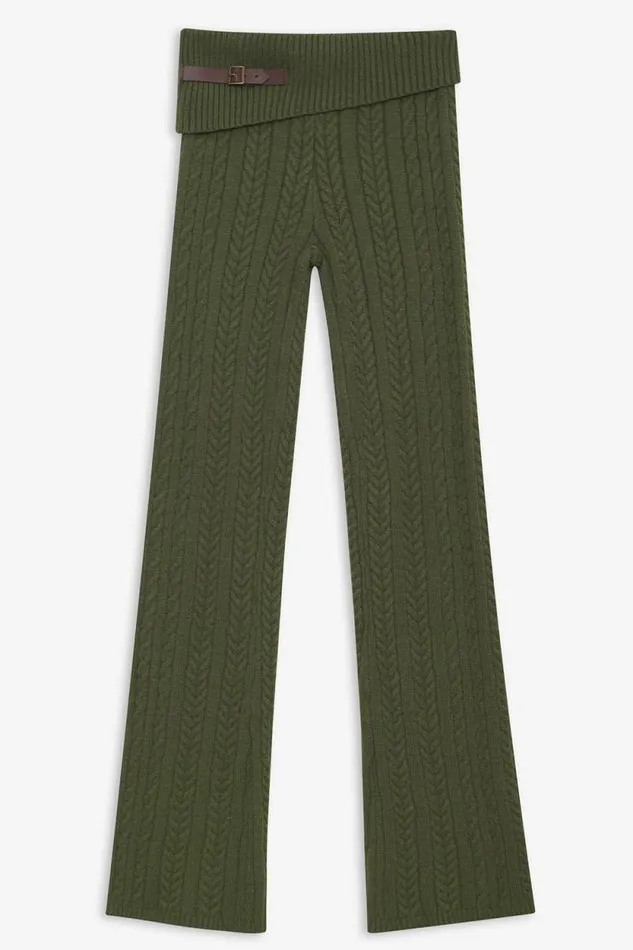 Frankies Bikinis Cloud Knits Women Fleur Cable Cloud Knit Pant Jade Green