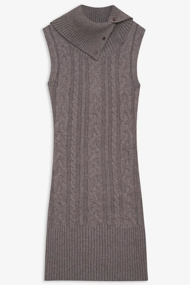 Frankies Bikinis Cloud Knits Women Storm Cable Cloud Knit Mini Dress Dark Pearl
