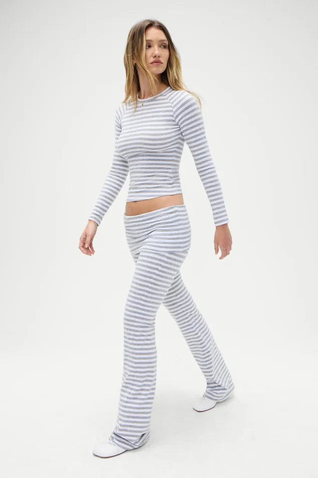 Frankies Bikinis Matching Sets Women Avenue Cotton Flare Legging Hazy Stripe