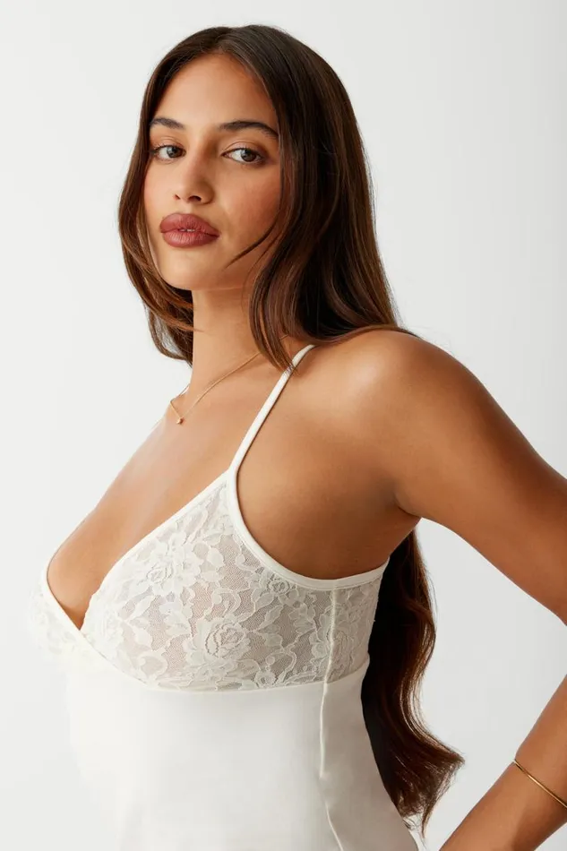 Frankies Bikinis Tops Women Dream Lace Tank Porcelain