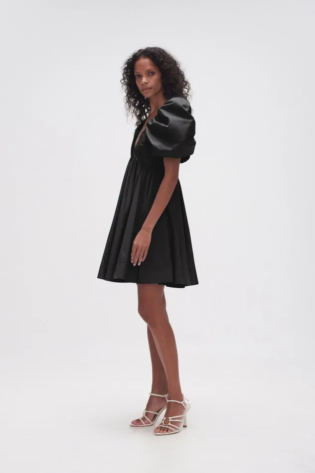 Gabrielle Plunge Mini Dress Black Women Aje Black Dresses