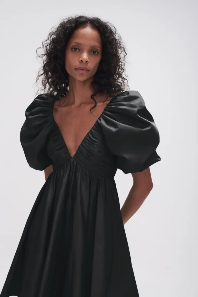 Gabrielle Plunge Mini Dress Black Women Aje Black Dresses