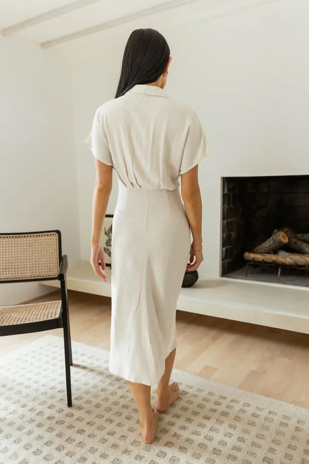 Gia Button Up Dress Oatmeal Women Bohme Dresses