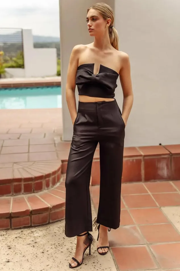 Gianna Crop Top In Black 8211 FINAL SALE Black Women Bohme Tops