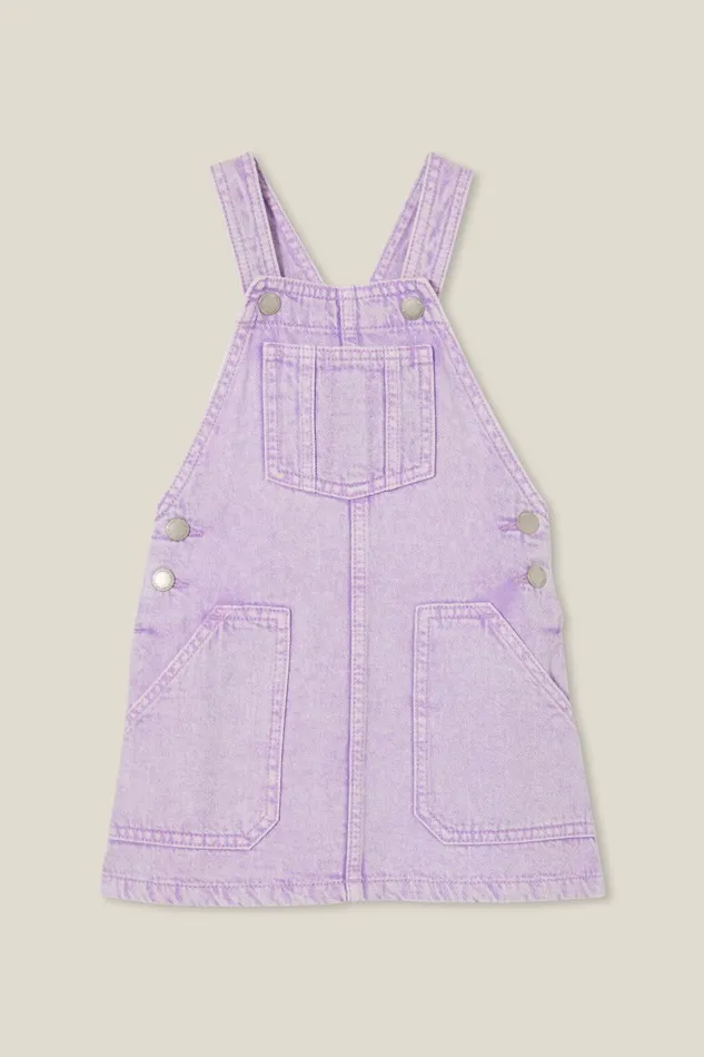 Girls 214 Dresses Cotton On Alice Denim Pinafore Lilac Dropwash