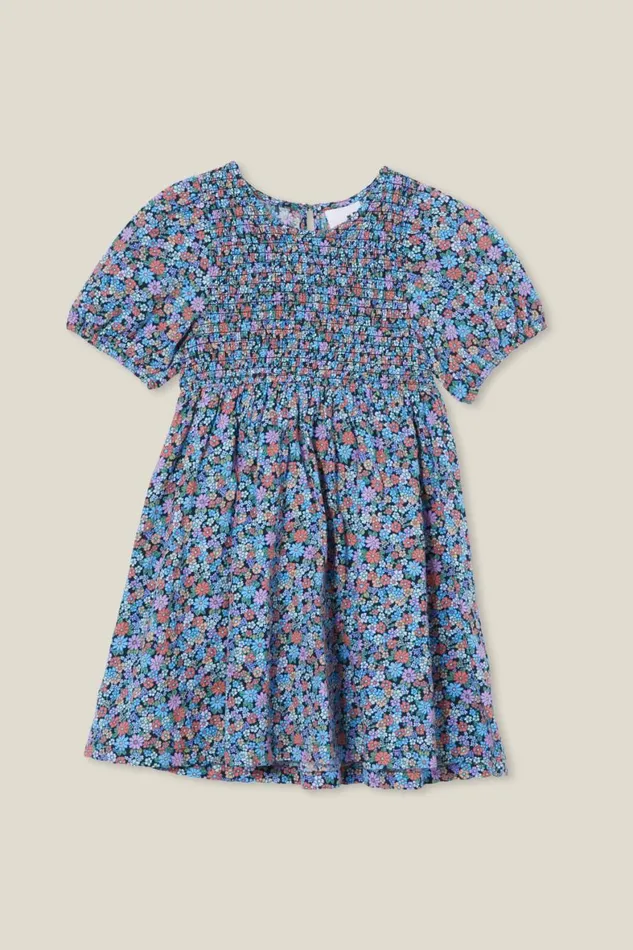 Girls 214 Dresses Cotton On Billie Shirred Dress Phantomblair Ditsy