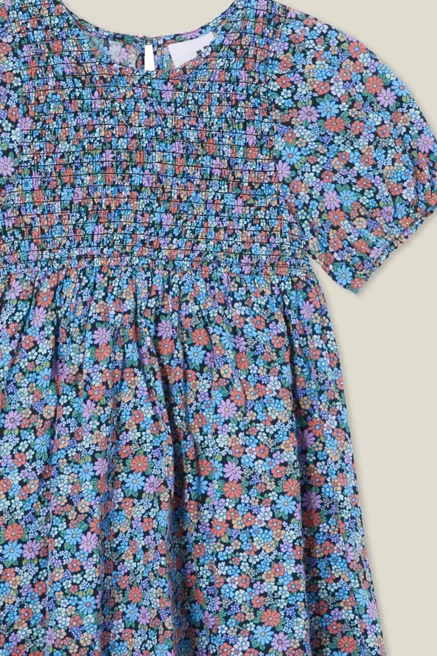 Girls 214 Dresses Cotton On Billie Shirred Dress Phantomblair Ditsy